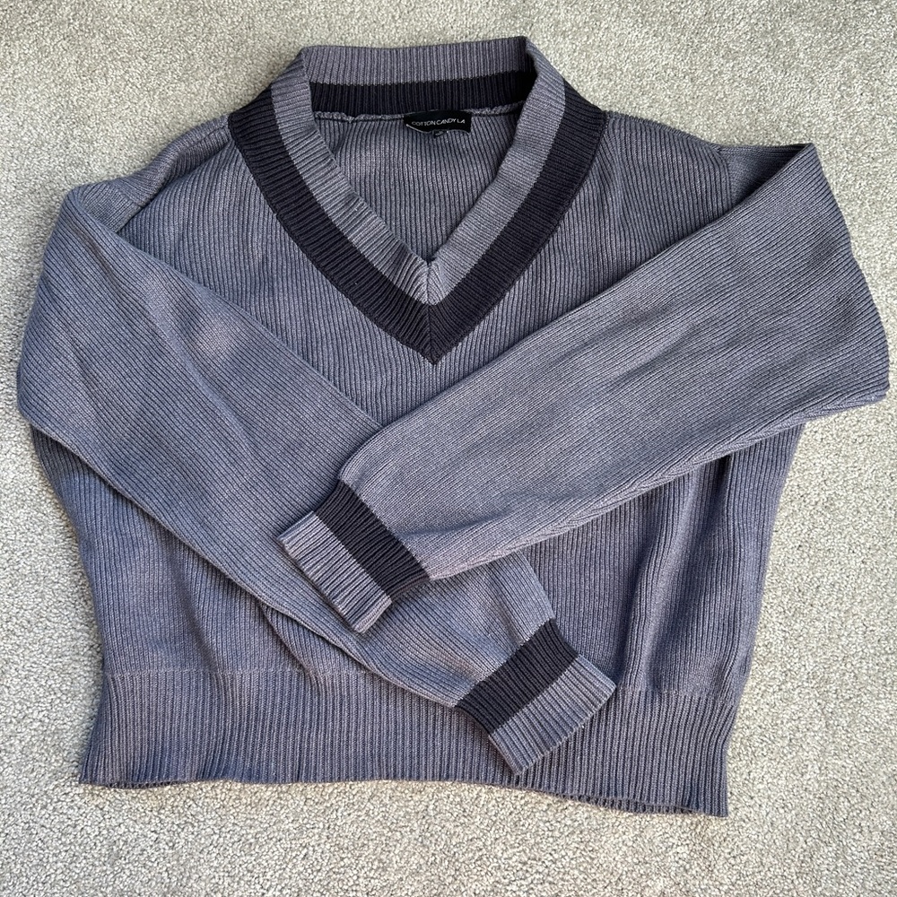 Grey with Black Trim Sweater